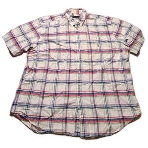 RALPH LAUREN Blue Label Blue Plaid Flesh Pony Logo Classic Fit Shirt Sz 2XLT